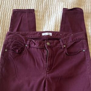 LOFT Burgundy High-Rise Skinny Jeans